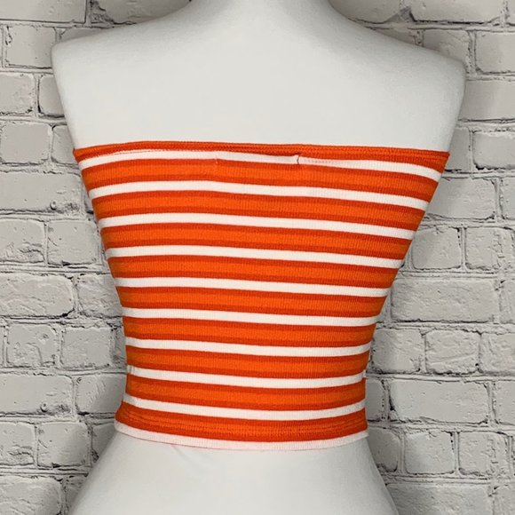 Red Striped Ribbed Tube/Cropped Top - NWT - Picture 2 of 2